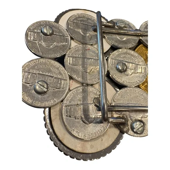 Vintage Coin Belt Buckle – artisan made Gold & Silver Tone Statement Piece J11
